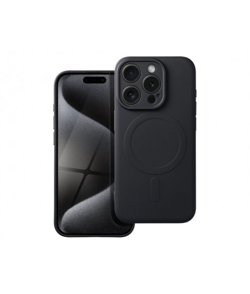 Husa iPhone 15 Pro Max, Magsafe, Protectie Camera, Microfibra La Interior, Negru